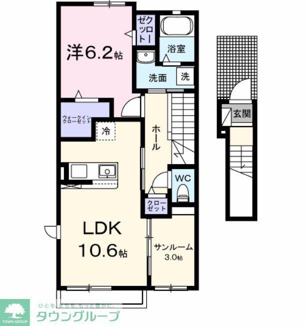 カーサ アバンツァート(1LDK/2階)の間取り写真