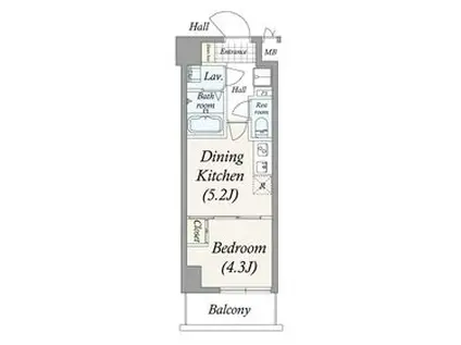 GRANPASEO清澄白河(1DK/2階)の間取り写真