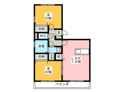 アクシス中央林間(2LDK/2階)の間取り写真