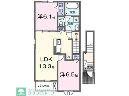 ノーブル柏B(2LDK/2階)の間取り写真