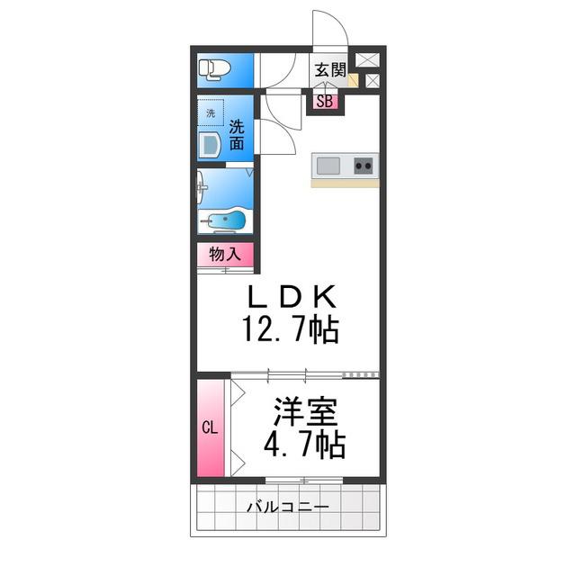 TKアンバーコート浜寺III(1LDK/1階)の間取り写真