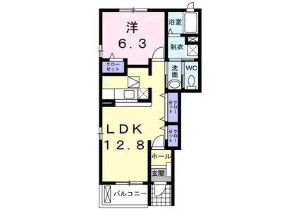 エスポワール(1LDK/1階)の間取り写真