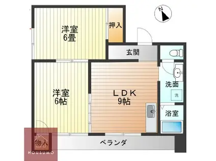 東豊中マンション(2LDK/4階)の間取り写真
