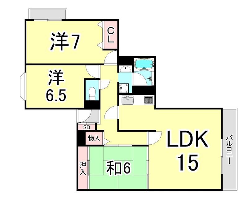 上ヶ原TWENTY-EIGHT(3LDK/4階)の間取り写真