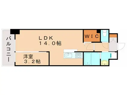 GRAND CHARIOT三萩野 (1LDK/13階)の間取り写真