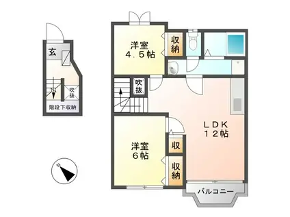 プレ アヴニールC棟(2LDK/2階)の間取り写真