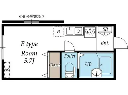 シャンティヒル白楽(ワンルーム/1階)の間取り写真