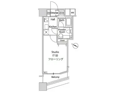 ファーストリアルタワー新宿(1K/15階)の間取り写真
