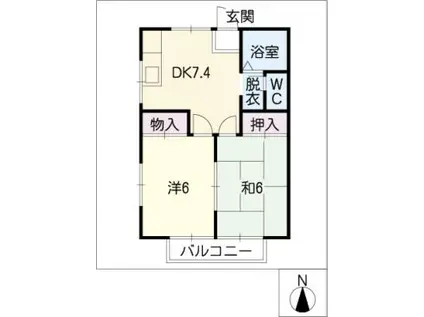 ニュープレジオ春日(2DK/2階)の間取り写真