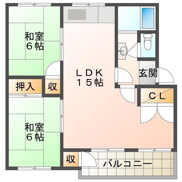 明舞十三団地46号棟(2LDK/3階)の間取り写真