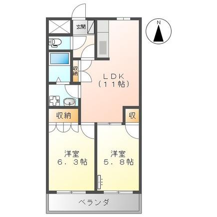 サンフィット・プレイス(2LDK/1階)の間取り写真