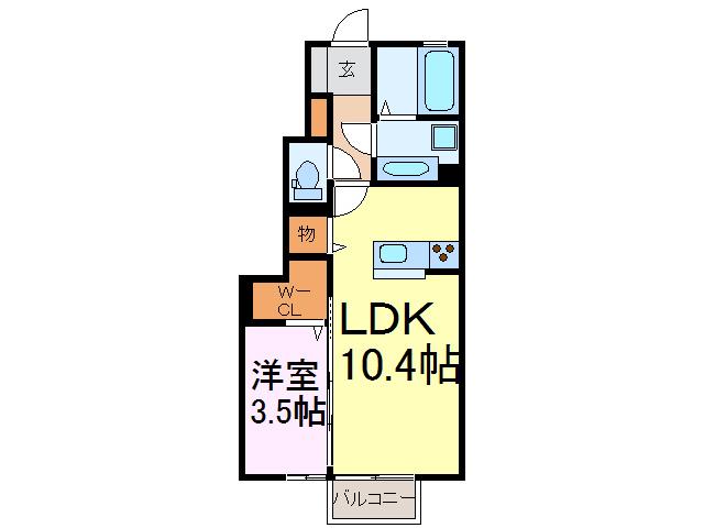 リドレーノア(1LDK/1階)の間取り写真