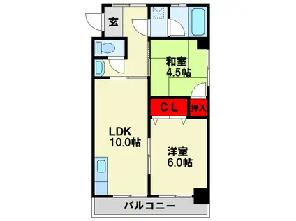 マイニチビル(2LDK/3階)の間取り写真