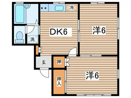 アネスタK(2DK/1階)の間取り写真