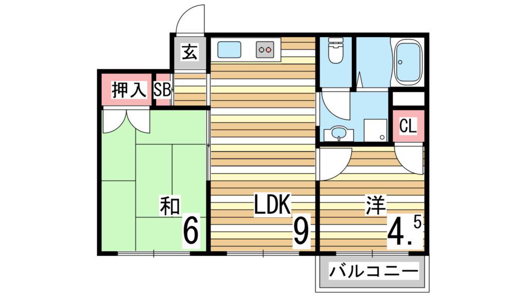 ハイツ北町(2LDK/2階)の間取り写真