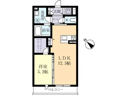 ロコ・ソラーレ(1LDK/1階)の間取り写真