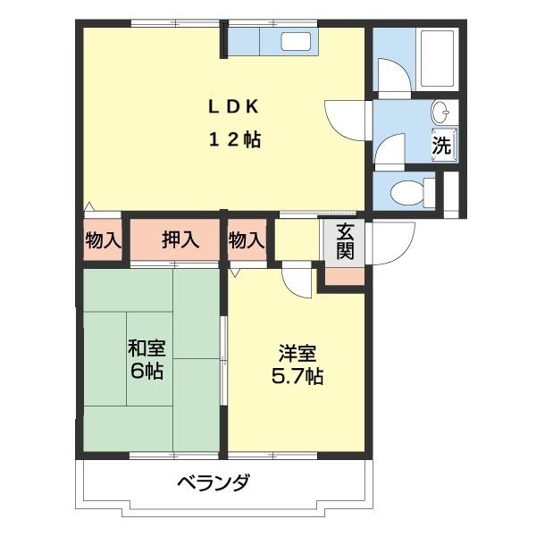 グリーンフルうちはら(2LDK/2階)の間取り写真