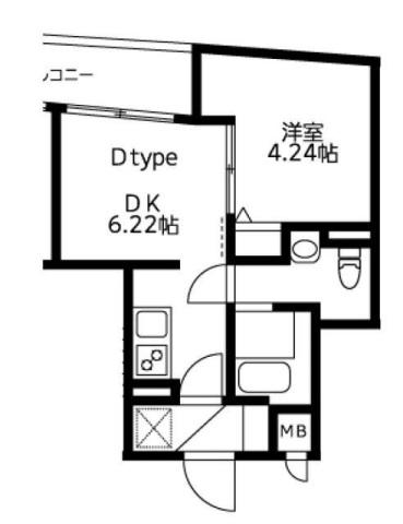 ユーレジデンス武蔵小山(1DK/3階)の間取り写真