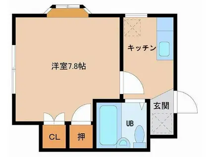 プレーンコートII(1K/2階)の間取り写真