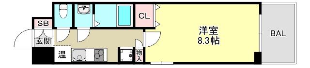 WILLDO三宮イースト(1K/5階)の間取り写真