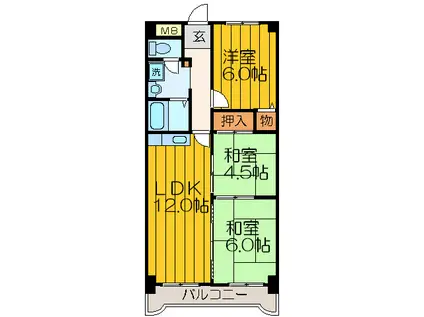 グリーンヒル吉井(3LDK/1階)の間取り写真