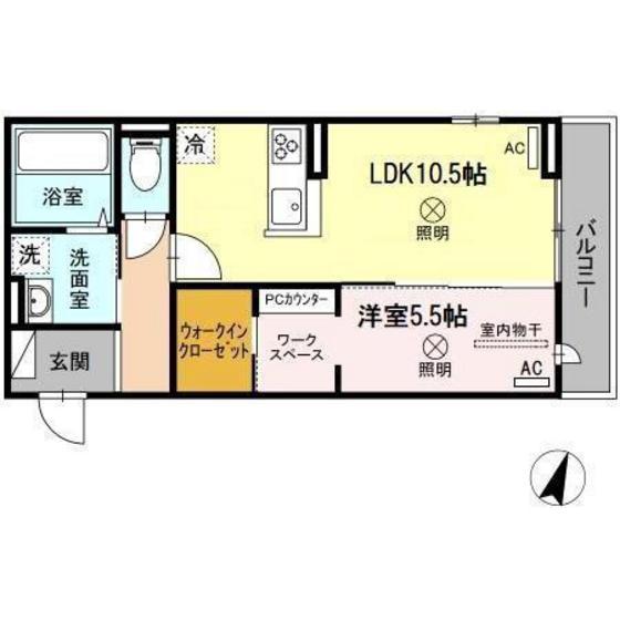 メゾン カルム(1LDK/3階)の間取り写真