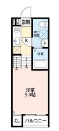 セレーナ仙台ドゥーエ(1K/1階)の間取り写真