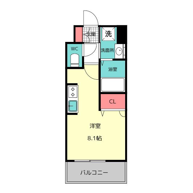 エンクレスト天神南PURE(ワンルーム/7階)の間取り写真