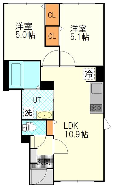 サンプラザ(2LDK/1階)の間取り写真