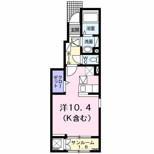 ベル ルミエール 南III(ワンルーム/1階)の間取り写真