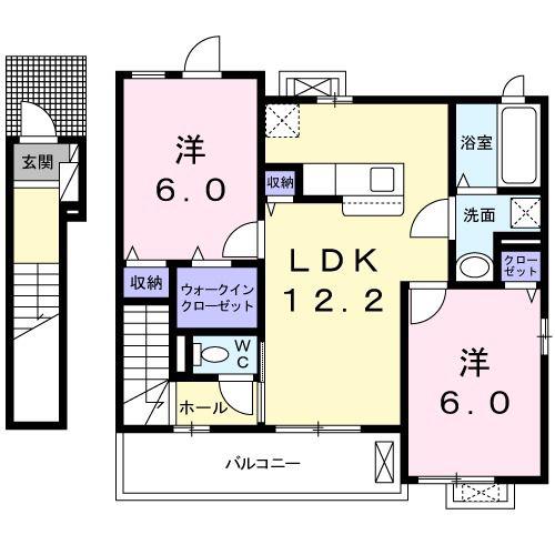 アバンツァート岩槻II(2LDK/2階)の間取り写真