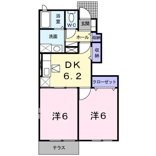 エスポワール参番館(2DK/1階)の間取り写真
