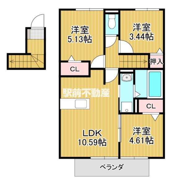 ハッピーライトN(3LDK/2階)の間取り写真