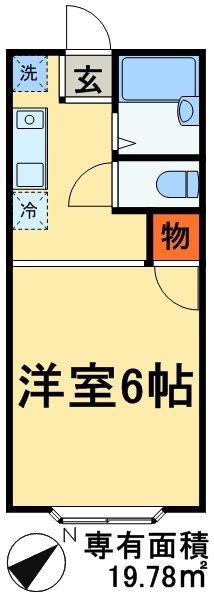 シャトルスター(1K/1階)の間取り写真