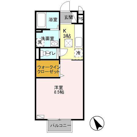 グランドール(1K/1階)の間取り写真