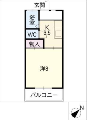 ハイツチェリー(1K/2階)の間取り写真