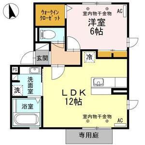 ティーズスクエアーB/C C棟(1LDK/1階)の間取り写真