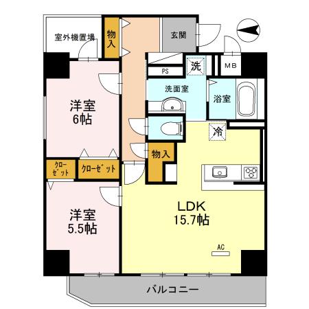 インフィニティ(2LDK/2階)の間取り写真