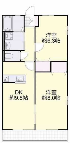 ファミーユH(2DK/2階)の間取り写真