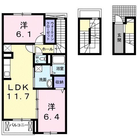 ヴィラ小柿(2LDK/3階)の間取り写真