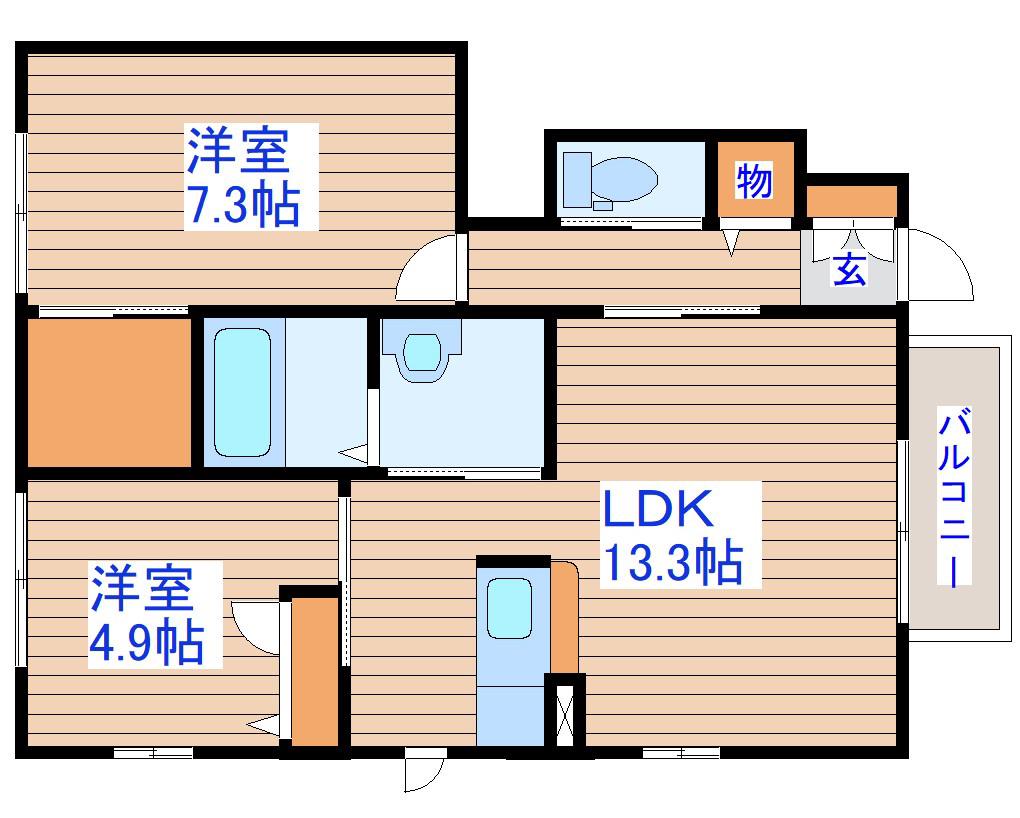 シャーメゾン コンツェルト(2LDK/1階)の間取り写真