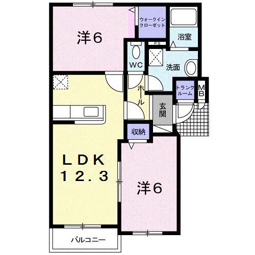 サンリットかむい(2LDK/4階)の間取り写真