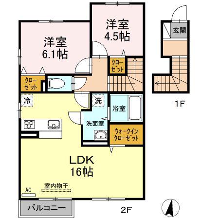 マリッジスター(2LDK/2階)の間取り写真