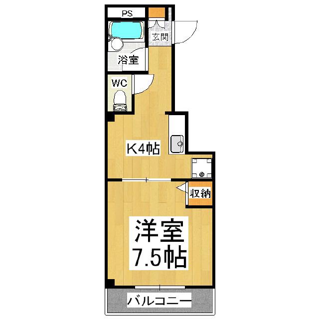 ダリヤビル(1K/2階)の間取り写真