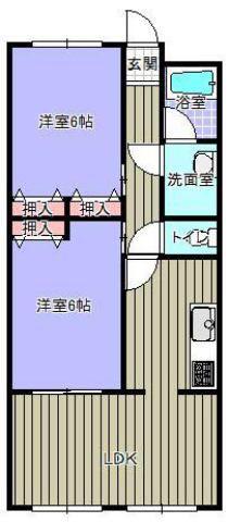 ボヌール原田町(2LDK/3階)の間取り写真