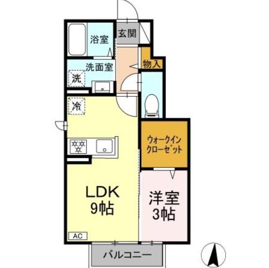 メゾンソレイユ中島西(1LDK/1階)の間取り写真
