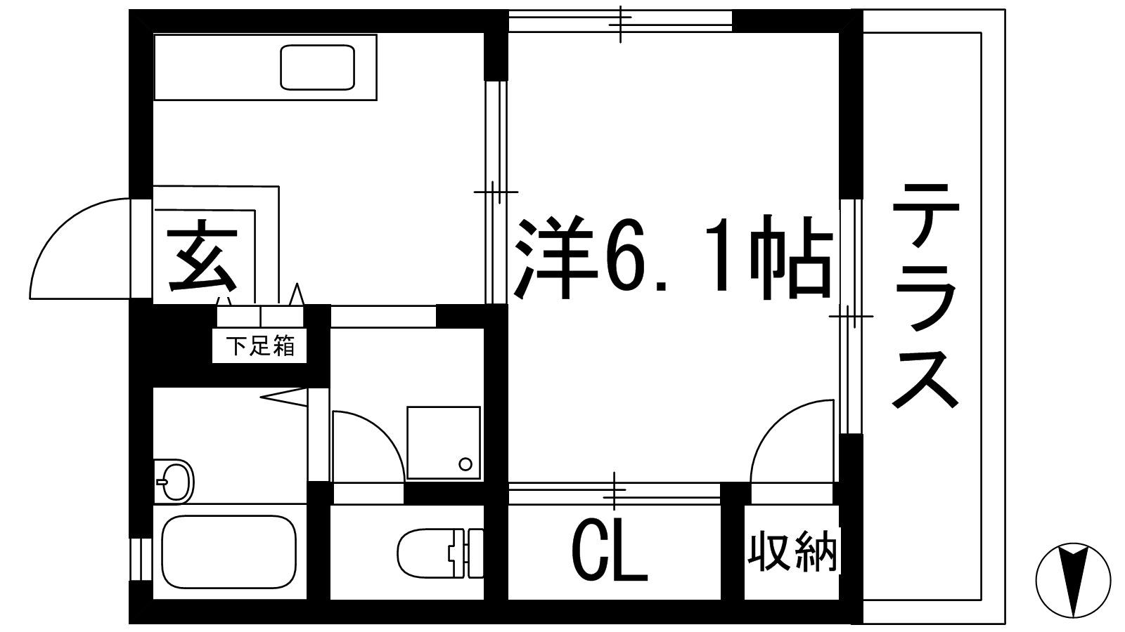 フローラ花屋敷(1K/1階)の間取り写真