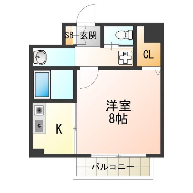 エレガンス長居(1K/6階)の間取り写真
