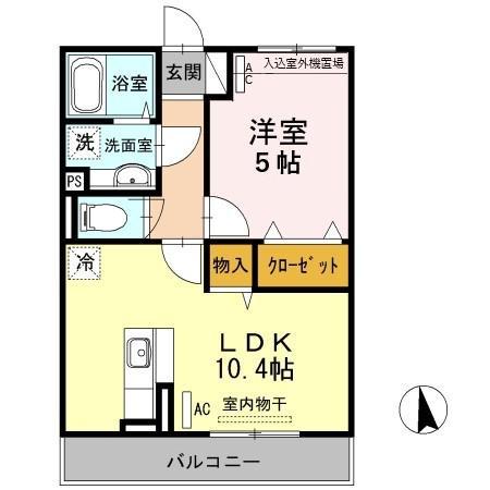 グリーンヒルズ I(1LDK/2階)の間取り写真