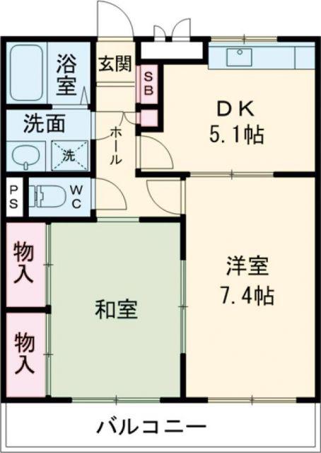 サンノーブル羽村1番館(2DK/3階)の間取り写真